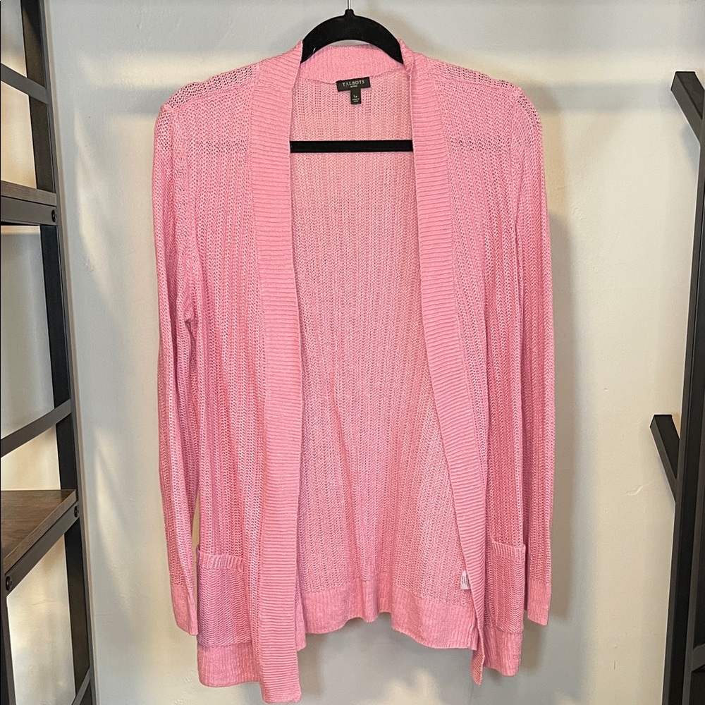 Talbots - Pink Open-Front Cardigan